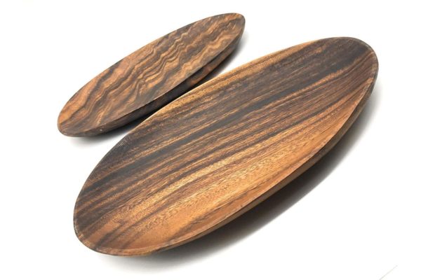 Acacia Wood Egg Shaped Flat Plate 10" D x 1.5" H - Image 2