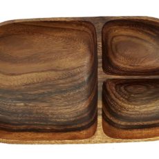 Acacia Wood 3 Section Oval Tray 12."x7"x1.5"