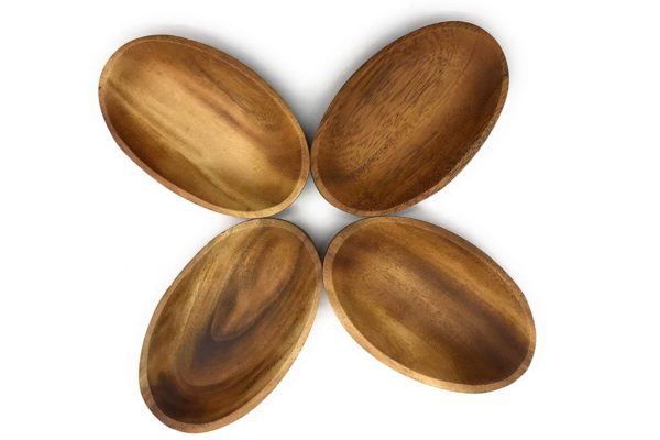 Acacia Wood Oval Shaped Bowl 4" W x 1" H - Image 3