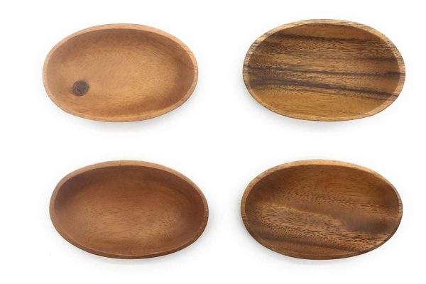 Acacia Wood Oval Shaped Bowl 4" W x 1" H - Image 4