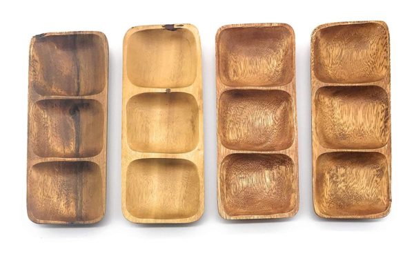 Acacia Wood 3 Section Rectangle Tray 9"x3" - Image 3