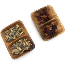 Acacia Wood 2 Section Small Tray 4"x3"