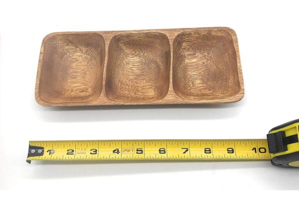 Acacia Wood 3 Section Rectangle Tray 9"x3" - Image 4