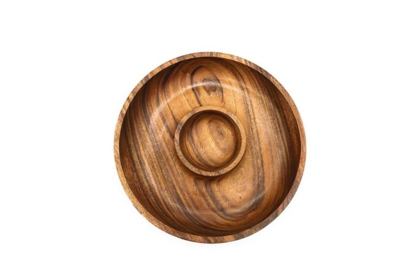 Acacia Wood 2 Section Round Plate 10" D x 1.5" H