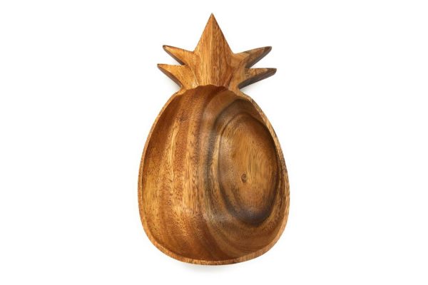 Acacia Wood Pineapple Shaped Bowl 12.5"x5.5"x4.5"