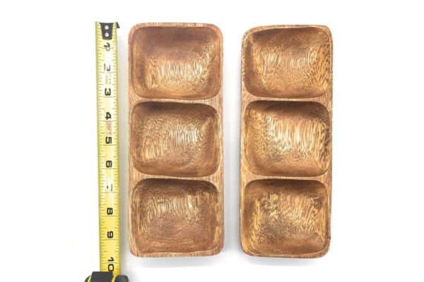 Acacia Wood 3 Section Rectangle Tray 9"x3" - Image 2