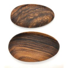 Acacia Wood Egg Shaped Flat Plate 10" D x 1.5" H