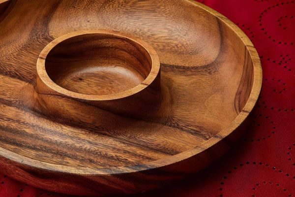 Acacia Wood 2 Section Round Plate 10" D x 1.5" H - Image 2