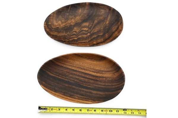 Acacia Wood Egg Shaped Flat Plate 10" D x 1.5" H - Image 3