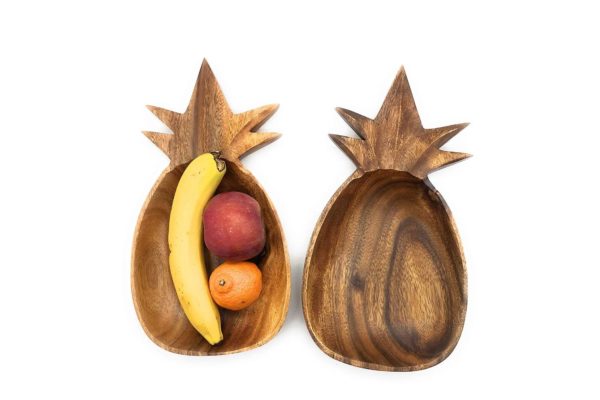Acacia Wood Pineapple Shaped Bowl 12.5"x5.5"x4.5" - Image 2