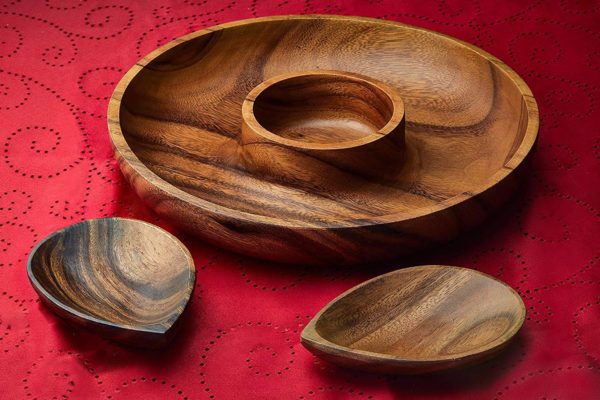 Acacia Wood 2 Section Round Plate 10" D x 1.5" H - Image 4