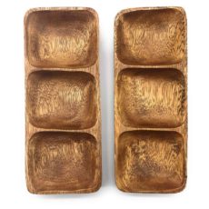 Acacia Wood 3 Section Rectangle Tray 9"x3"