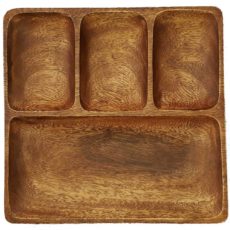 Acacia Wood 4 Section Square Tray 11"x11"x1
